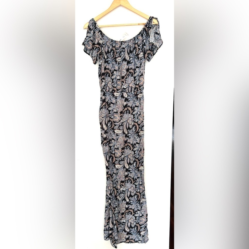 Aqua Bloomingdale’s Paisley print pattern Sun Dress with Slit nwt medium maxi - Picture 7 of 9
